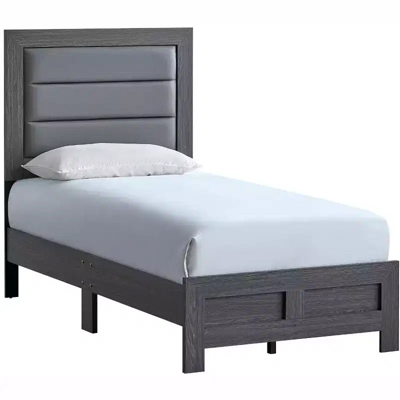 Lit double Passion Furniture Plano avec cadre en bois gris