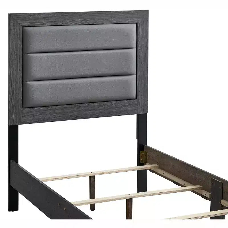 Lit double Passion Furniture Plano avec cadre en bois gris