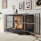 Table de Niche Rustique Marron, 2 Portes Coulissantes, 1 Chien