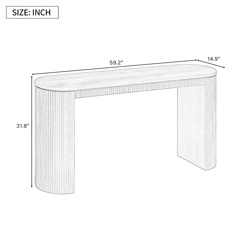 Console Navy / Noir / Naturel avec pieds à rayures verticales – Simple