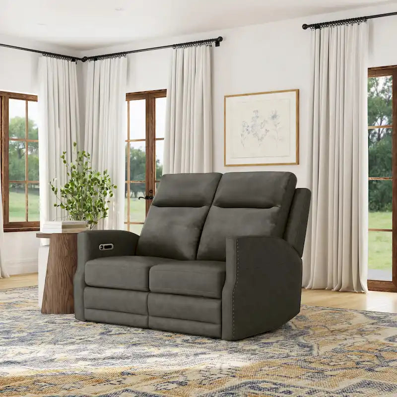 Causeuse inclinable électrique Cedar / Cinder avec appuie-tête et support lombaire – 2 places