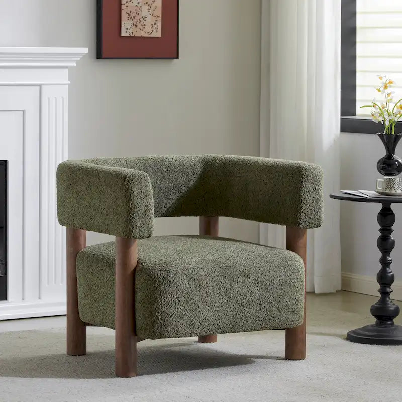 Fauteuil Boucle – Multicolore, pieds en bois d'hévéa, une place