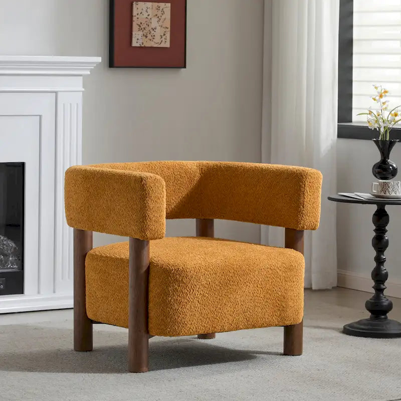 Fauteuil Boucle – Multicolore, pieds en bois d'hévéa, une place