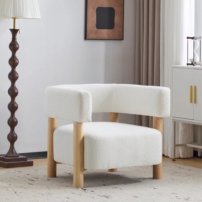 Fauteuil Boucle – Multicolore, pieds en bois d'hévéa, une place