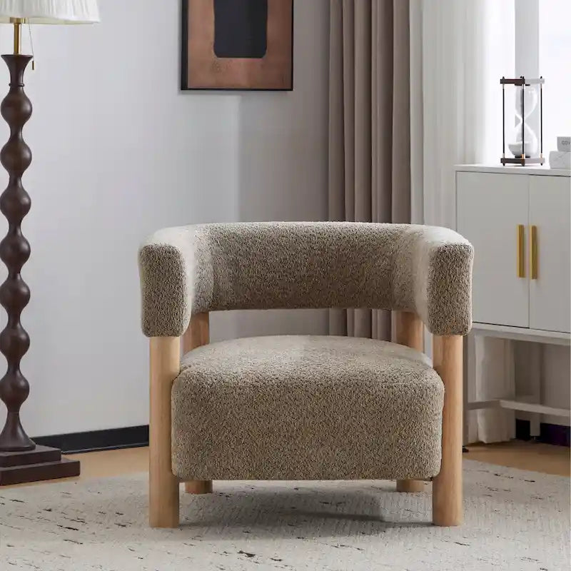 Fauteuil Boucle – Multicolore, pieds en bois d'hévéa, une place
