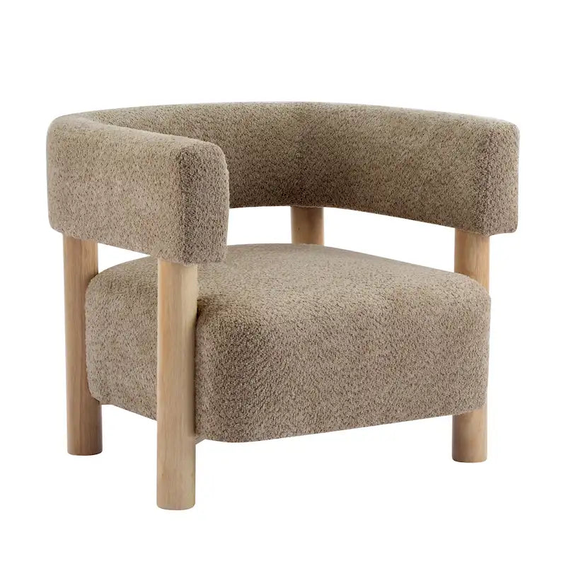 Fauteuil Boucle – Multicolore, pieds en bois d'hévéa, une place