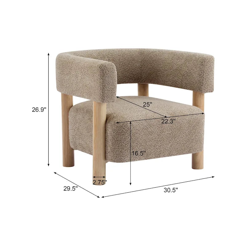 Fauteuil Boucle – Multicolore, pieds en bois d'hévéa, une place
