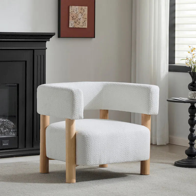 Fauteuil Boucle – Multicolore, pieds en bois d'hévéa, une place