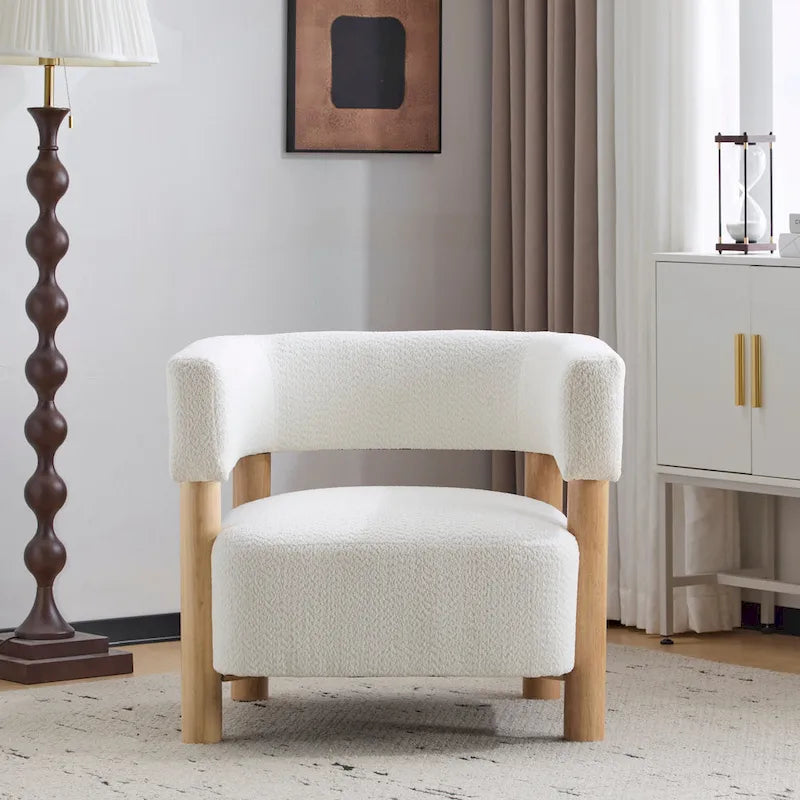 Fauteuil Boucle – Multicolore, pieds en bois d'hévéa, une place