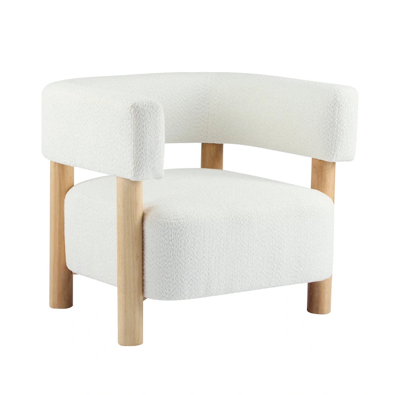 Fauteuil Boucle – Multicolore, pieds en bois d'hévéa, une place