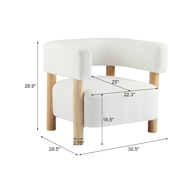 Fauteuil Boucle – Multicolore, pieds en bois d'hévéa, une place
