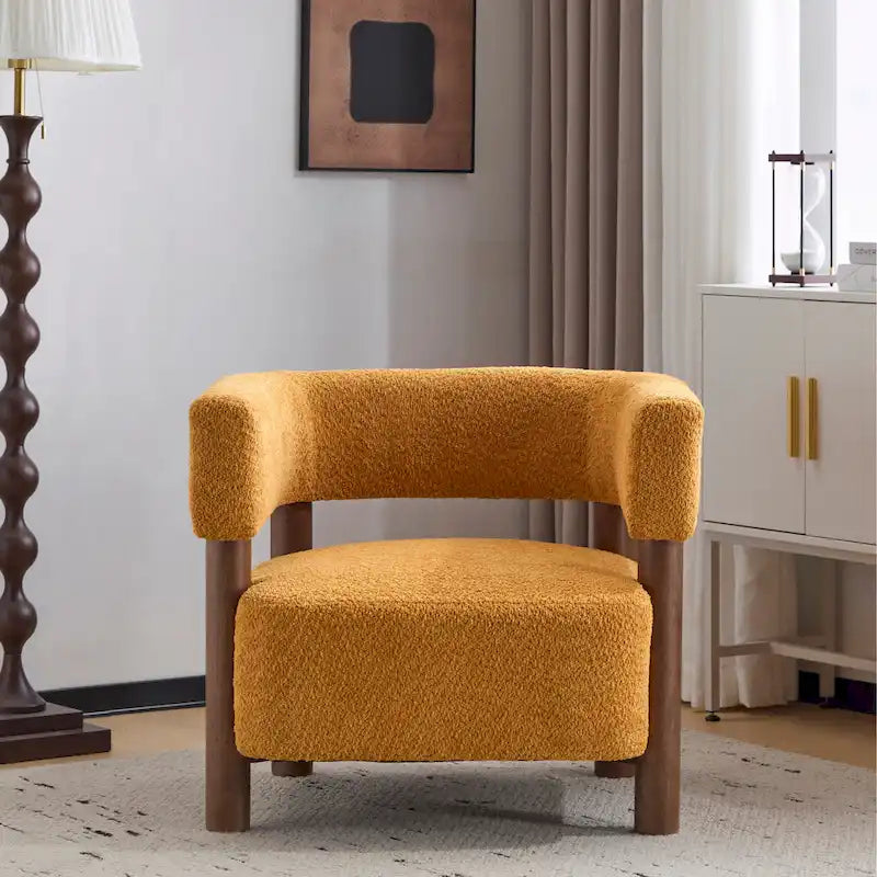 Fauteuil Boucle – Multicolore, pieds en bois d'hévéa, une place