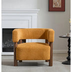 Fauteuil Boucle – Multicolore, pieds en bois d'hévéa, une place