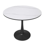 Table à manger ronde sur pied pour 4 personnes – Plateau en pierre frittée, 3 couleurs