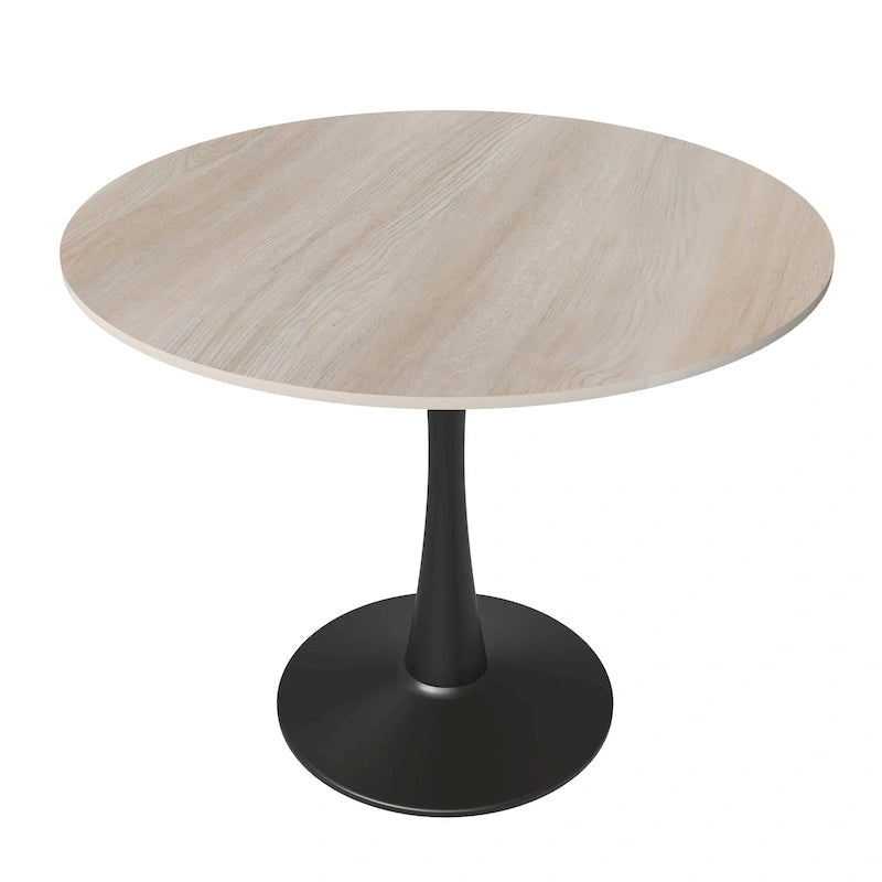 Table à manger ronde sur pied pour 4 personnes – Plateau en pierre frittée, 3 couleurs
