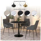 Table à manger ronde sur pied pour 4 personnes – Plateau en pierre frittée, 3 couleurs