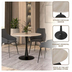 Table à manger ronde sur pied pour 4 personnes – Plateau en pierre frittée, 3 couleurs