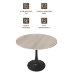 Table à manger ronde sur pied pour 4 personnes – Plateau en pierre frittée, 3 couleurs
