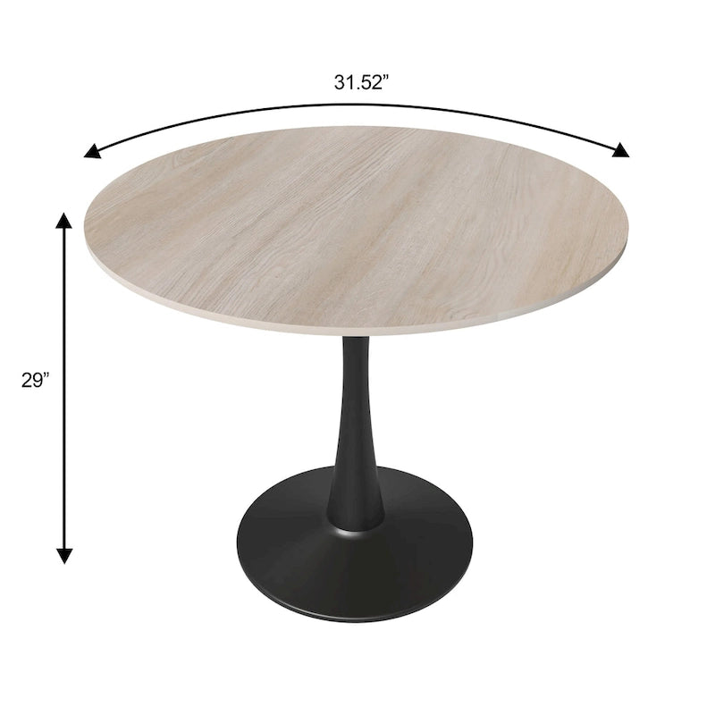 Table à manger ronde sur pied pour 4 personnes – Plateau en pierre frittée, 3 couleurs