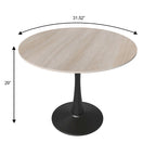 Table à manger ronde sur pied pour 4 personnes – Plateau en pierre frittée, 3 couleurs