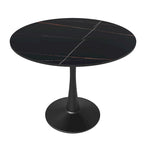 Table à manger ronde sur pied pour 4 personnes – Plateau en pierre frittée, 3 couleurs