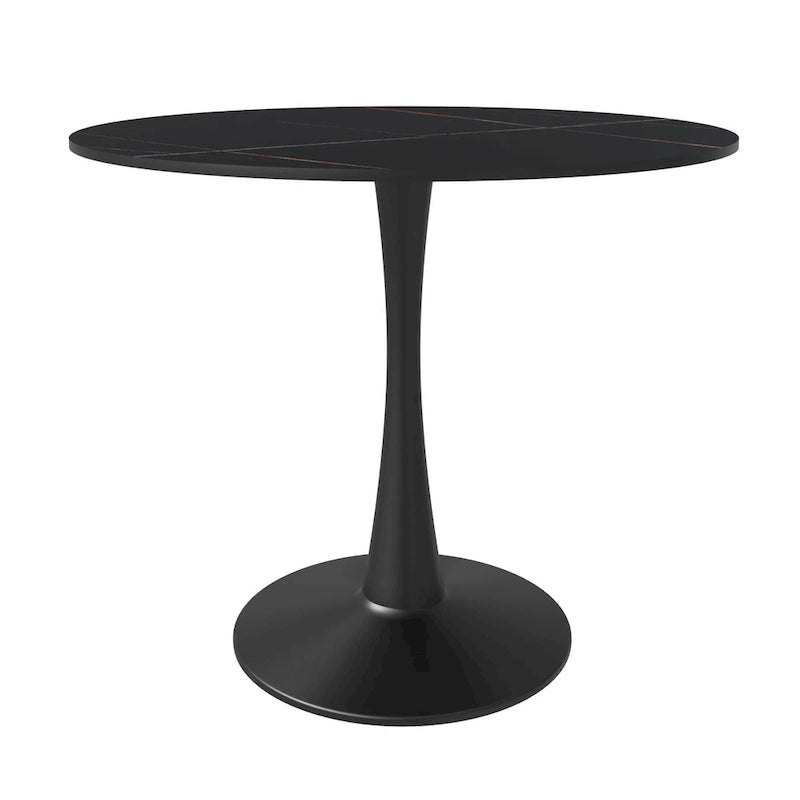Table à manger ronde sur pied pour 4 personnes – Plateau en pierre frittée, 3 couleurs