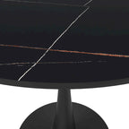 Table à manger ronde sur pied pour 4 personnes – Plateau en pierre frittée, 3 couleurs