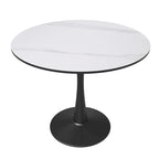 Table à manger ronde sur pied pour 4 personnes – Plateau en pierre frittée, 3 couleurs