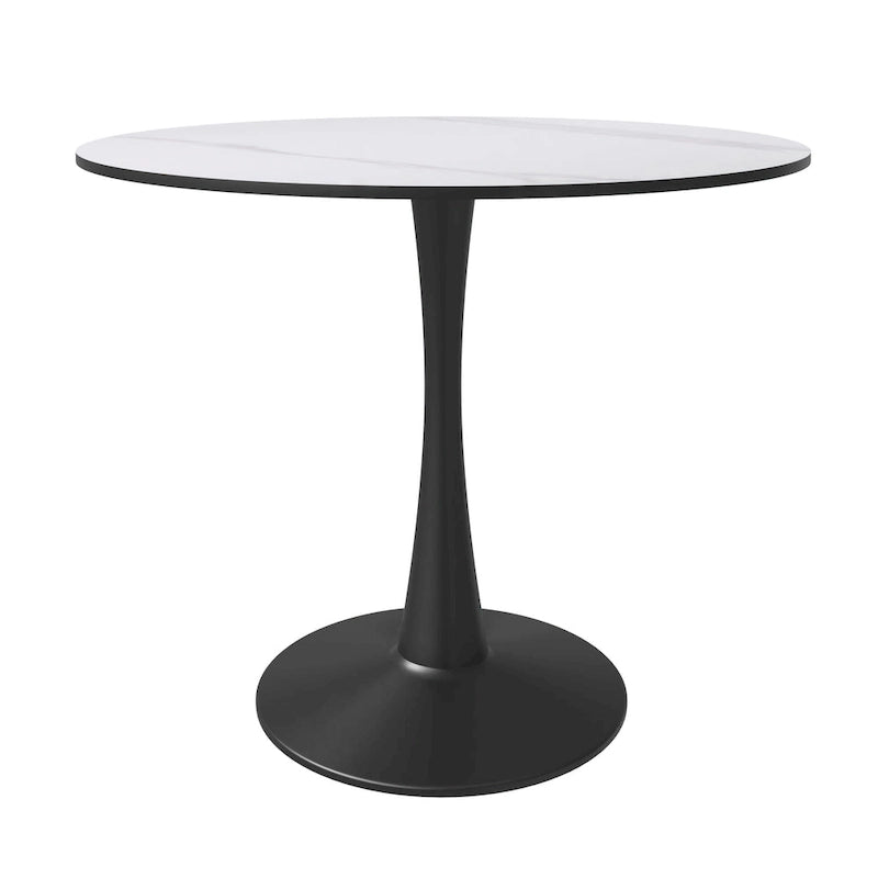 Table à manger ronde sur pied pour 4 personnes – Plateau en pierre frittée, 3 couleurs