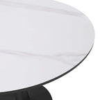 Table à manger ronde sur pied pour 4 personnes – Plateau en pierre frittée, 3 couleurs