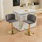 Tabourets de bar pivotants rembourrés beige/noir/gris, hauteur réglable, lot de 2