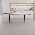 Table à manger ronde blanche avec pieds noirs mats, 4 places