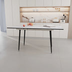 Table à manger ronde blanche avec pieds noirs mats, 4 places