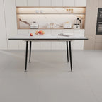 Table à manger ronde blanche avec pieds noirs mats, 4 places