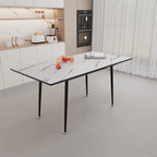 Table à manger ronde blanche avec pieds noirs mats, 4 places