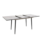 Table à manger ronde blanche avec pieds noirs mats, 4 places
