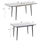 Table à manger ronde blanche avec pieds noirs mats, 4 places