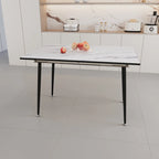 Table à manger ronde blanche avec pieds noirs mats, 4 places