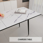 Table à manger ronde blanche avec pieds noirs mats, 4 places