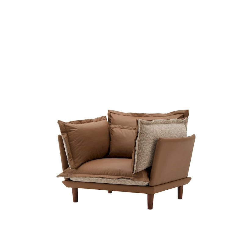 Fauteuil d'appoint surdimensionné en chenille orange, une place, pour salon et chambre