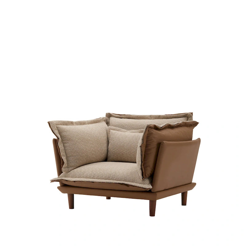 Fauteuil d'appoint surdimensionné en chenille orange, une place, pour salon et chambre