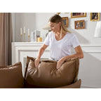 Fauteuil d'appoint surdimensionné en chenille orange, une place, pour salon et chambre