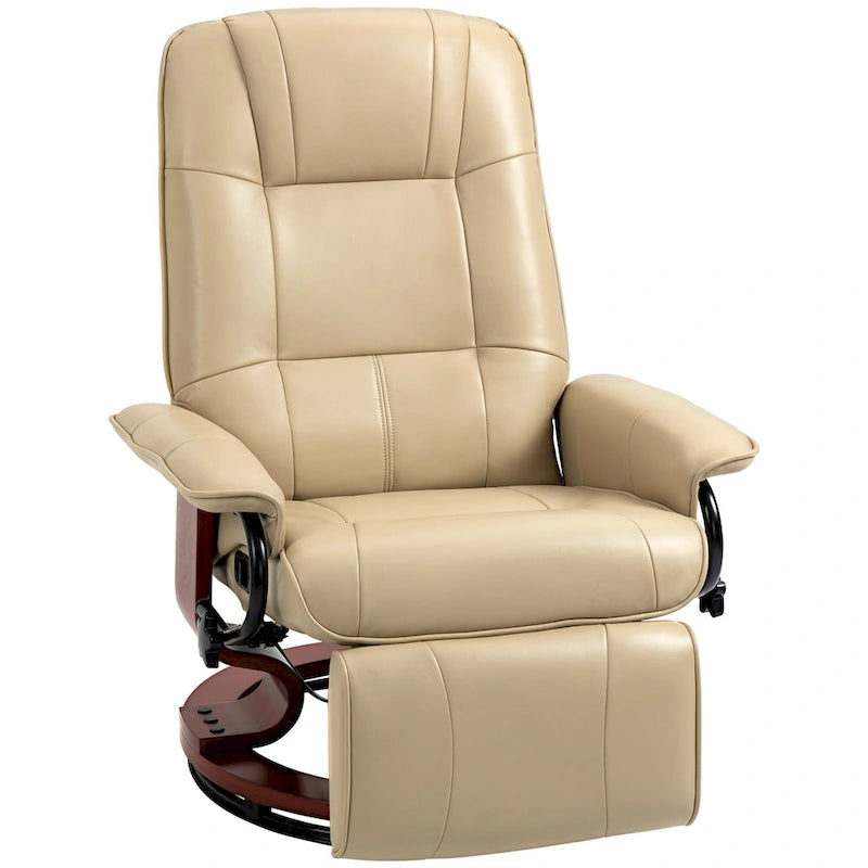 Fauteuil relax pivotant en similicuir PU blanc cassé, manuel, 1 place