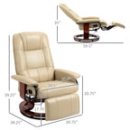 Fauteuil relax pivotant en similicuir PU blanc cassé, manuel, 1 place