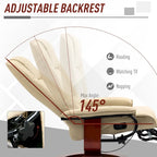 Fauteuil relax pivotant en similicuir PU blanc cassé, manuel, 1 place