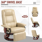 Fauteuil relax pivotant en similicuir PU blanc cassé, manuel, 1 place