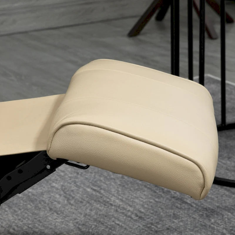 Fauteuil relax pivotant en similicuir PU blanc cassé, manuel, 1 place