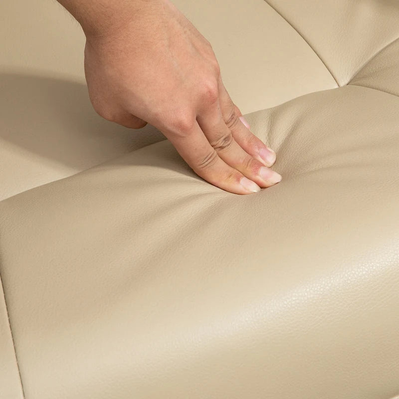 Fauteuil relax pivotant en similicuir PU blanc cassé, manuel, 1 place