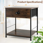 Table de chevet à 2 niveaux en bois marron, style industriel, simple