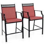 Tabourets de bar en tissu rouge/bleu/café (lot de 2) avec repose-pieds et accoudoirs